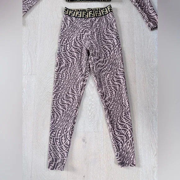 Fendi Geometric Matching Leggings Set - Brown and Black size XS/S - Picture 14 of 16
